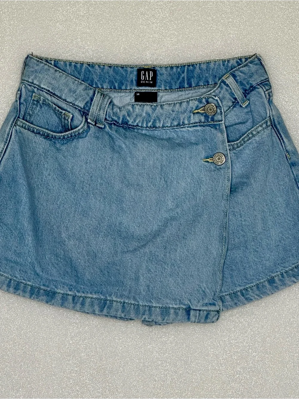 GAP Kids Denim Button-Front Wrap Mini Skirt (shorts) Sz 14